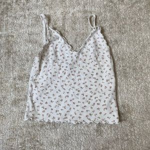 White floral crop top, brandy melville women’s one size